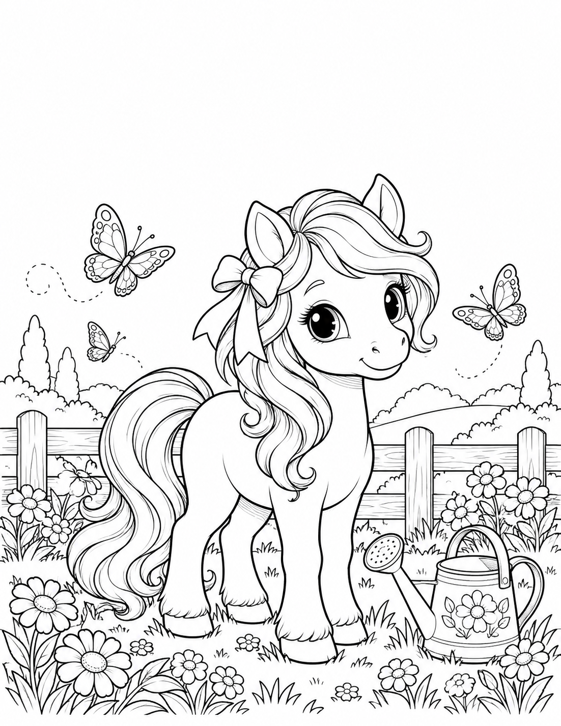 Original pony meadow coloring illustration
